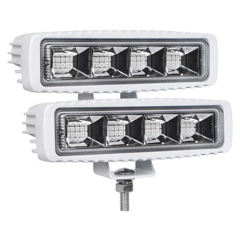 Waterproof Led Boat Lights, Blue Light,2 pc 72W Deck/Dock Marine Lights 4000 LMS 120°Flood Light, 6.3 inch, 12/24 V Led Light Bar (Blue Light) 72W Blue