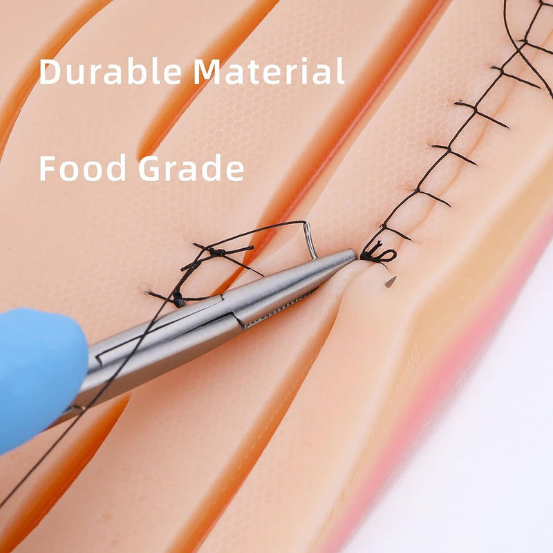[Australia - AusPower] - Suture Practice Kit for Medical Students, Complete Training Kit (30 Pieces) Include Durable Silicone Suturing Pad with Pre-Cut Wounds, Tools Kit, and Suture with Threads (Educational Use Only) 