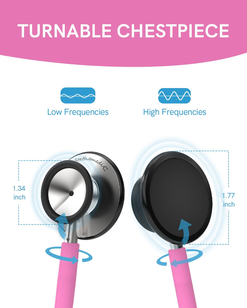 [Australia - AusPower] - FriCARE Pink Stethoscope - Stethoscopes for Nurses Medical Nursing Students - Fashion Accessories in Nurse Supplies for Work, StethoMedic Essentials, Match with Uniform, Dual-sided Chestpiece, 31 inch Peach Pink 