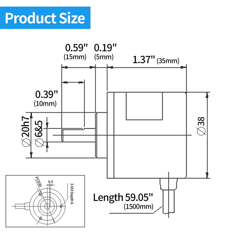 [Australia - AusPower] - 100ppr Rotary Encoder Incremental 50mm,AB,NPN,DC:5-25V,Solid Shaft,Resolution,Optical,P/R 100PPR 