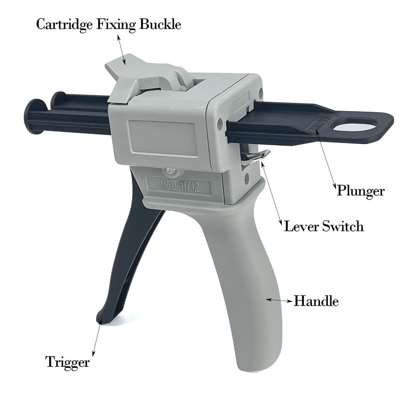 [Australia - AusPower] - Sutekus 50ml Dispensing Gun Kit Impression Mixing Dispensing Gun Epoxy Glue Gun AB Gun 1:1/1:2 