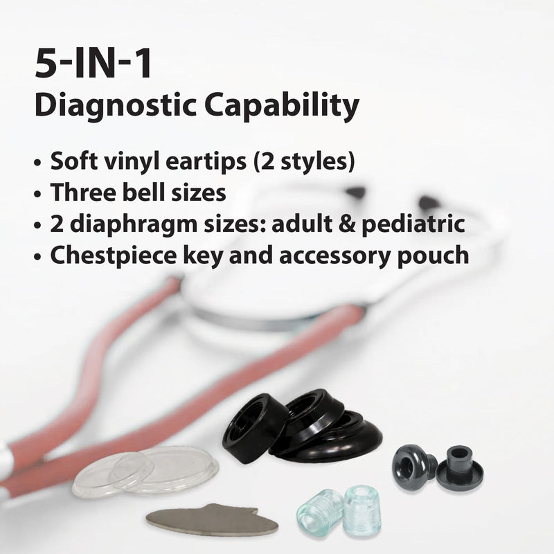 Veridian Healthcare Sterling Series Sprague Rappaport-Type Stethoscope, Red, Boxed