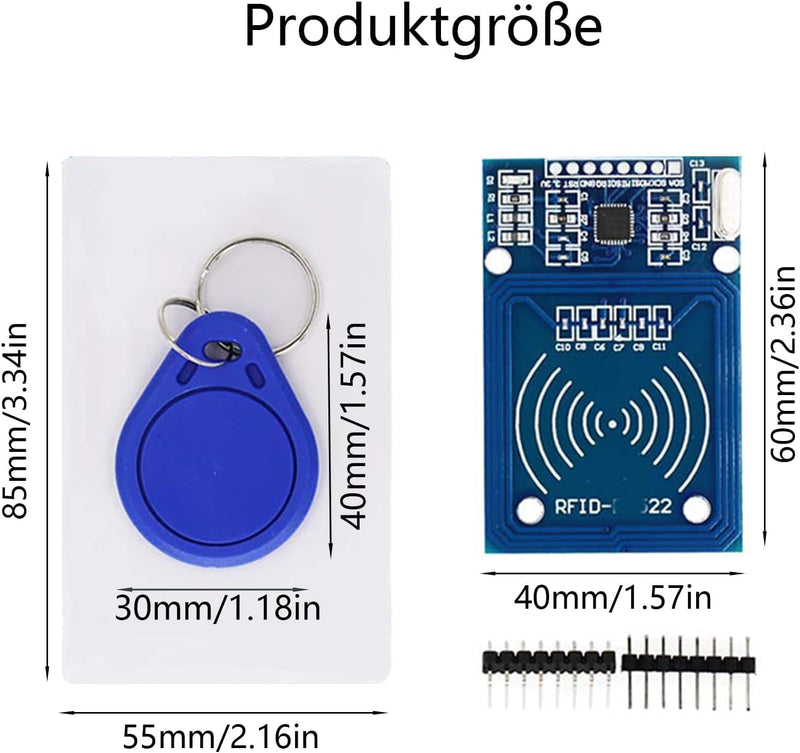 RFID RF IC Card Induction Module 13.56MHz 12pcs | SPI interface, working current: 13-26mA/DC 3.3V, compatible with Arduino, compatible with Raspberry Pi