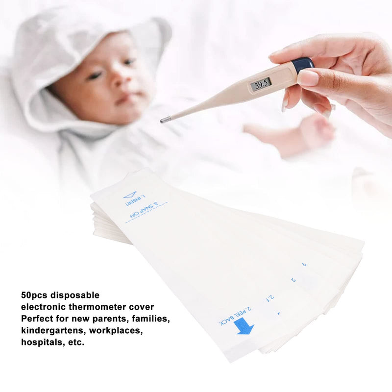 [Australia - AusPower] - Oral Thermometer Covers Disposable 50pcs, Disposable Probe Covers Thermometers Sleeves Covers for Oral Ear Recta Thermometer 