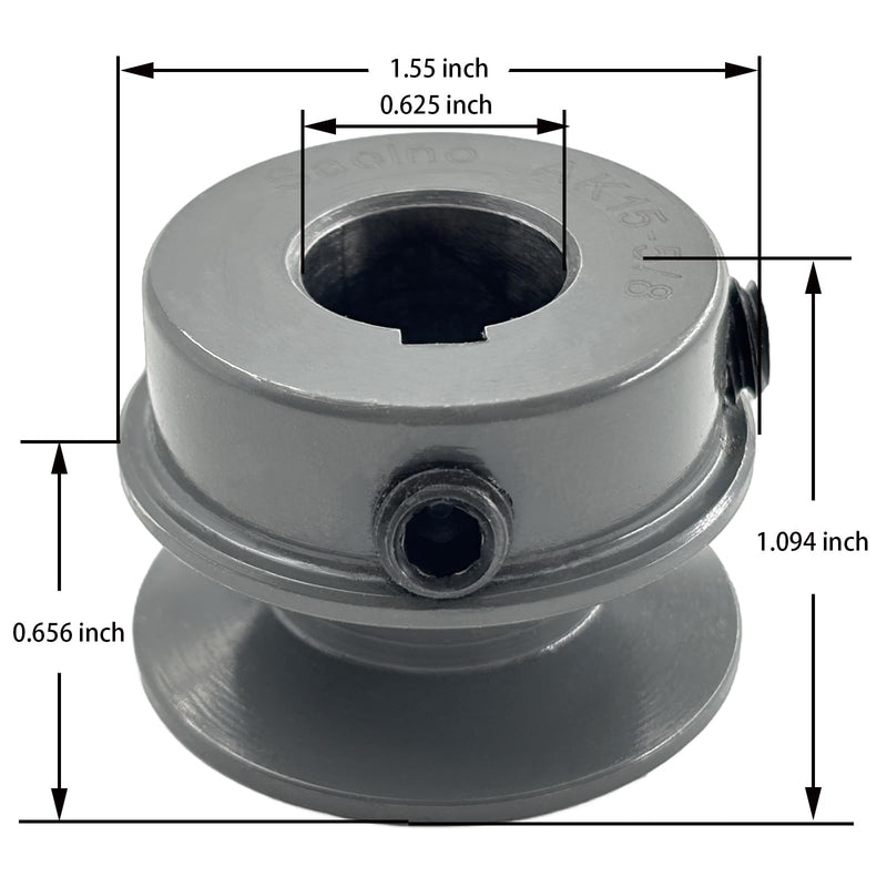 [Australia - AusPower] - AK15-5/8 Sheaves,v Belt Pulley 5/8 inch bore 1.55" OD,Motor Pulley Cast Iron for A 3L 4L V-Belts;AK1558 Pulley 