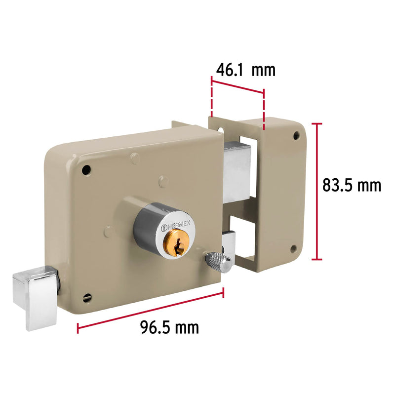 Truper 43583 / CS-70DB - Right Rim, Deadbolt Rim Door Lock Set, Standard Key