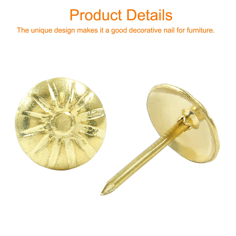 [Australia - AusPower] - 100PCS Gold Brass Upholstery Decorative Tacks, Antique Furniture DIY Nails Upholstery Daisy Stud for Sofa, Door and Craft (11 * 16MM) 100PCS 