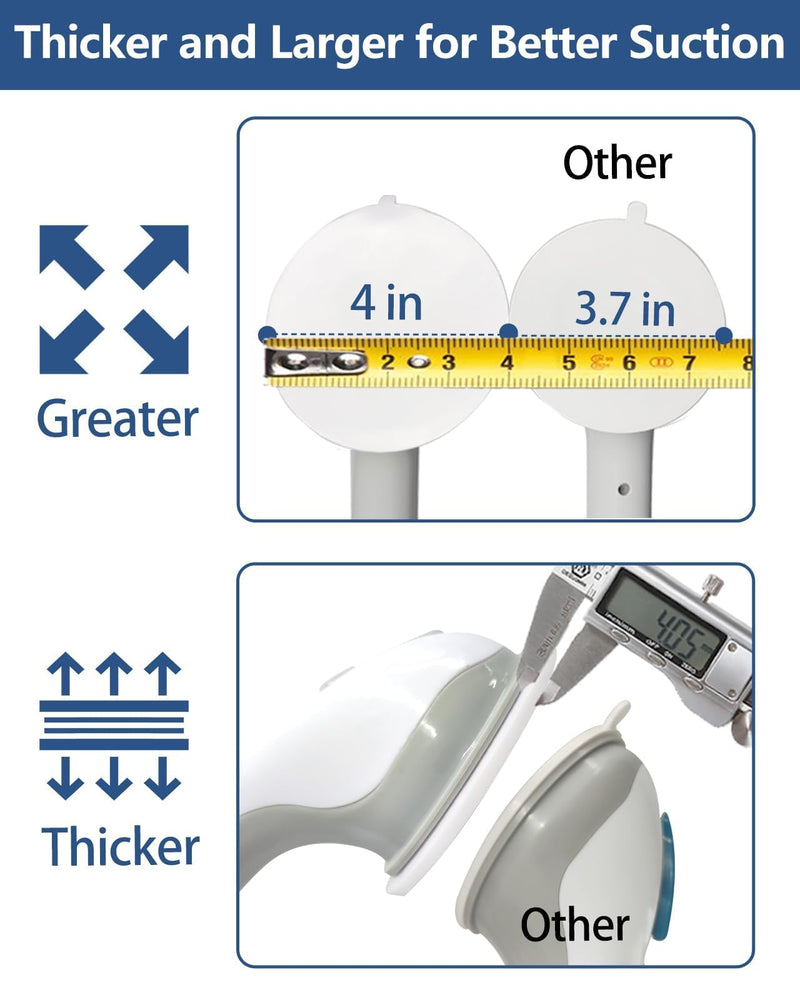 2 Pack 16.17” Grab Bars for Bathtubs and Showers, Shower Handles for Elderly Suction Cup Grab Bars for Shower Wall Heavy Duty, Safety Grab Bar for Seniors Suction Bathroom, No Drilling 2 pack 16.17 inch Gray