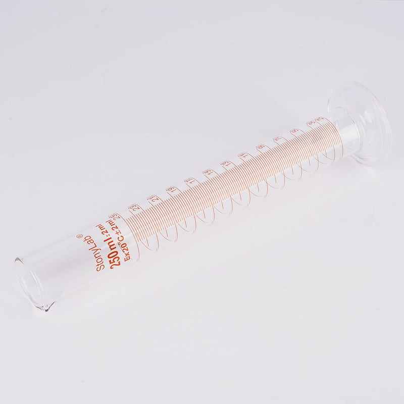 StonyLab 3-Pack Borosilicate Glass 250ml Heavy Wall Graduated Cylinder Measuring Cylinder, 250ml 250 ml