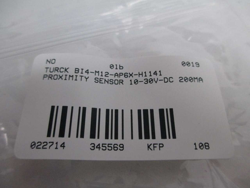 [Australia - AusPower] - TURCK BI4-M12-AP6X-H1141 (4607000), 1 LED, 10-30 VDC, 12 MM SIZE, 4 MM RANGE, 4 PIN, EMBEDDABLE, INDUCTIVE, M12 EUROFAST MALE, NORMALLY OPEN, PARTIAL THREAD, PNP (SOURCING), SENSOR, STANDARD, STRAIGHT 