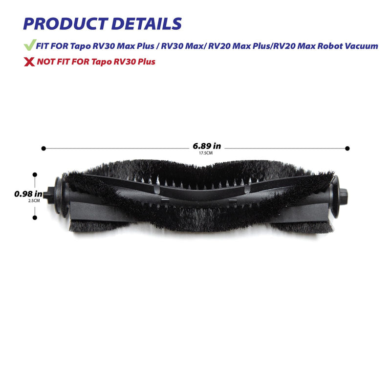 Robot Vacuum Brush Replacement Parts Accessories Kits Fit for Tapo RV30 Max Plus/ RV30 Max/ RV20 Max Plus/ RV20 Max (13PC-1main Brush 4side Brushes 8filter) Ebony