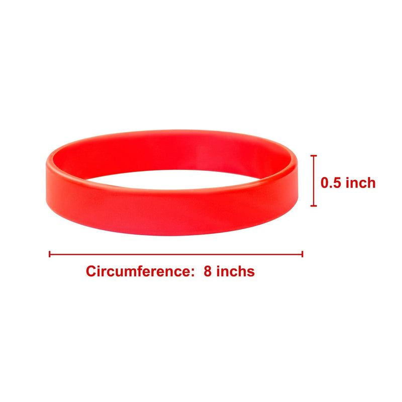 [Australia - AusPower] - Wholesale 12pcs/pack Single Colors Silicone Wristbands Rubber Bracelets for Training,Parties,Events,Sports and for Office Supplies File 12pcs/Red Adult/8“ 