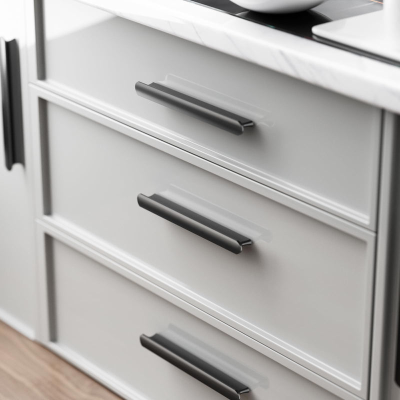 Cobbe 10 Pack Champagne Bronze Cabinet Pulls 3-3/4 Inch Hole Centers Kitchen Cabinet Handles Drawer Pulls Kitchen Cabinet Hardware 3-3/4" hole center spacing Black 10 Pack