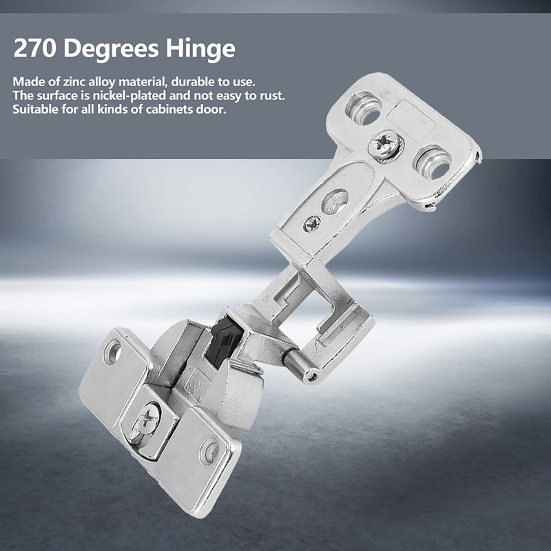 [Australia - AusPower] - Furniture Door Hinge, 1Pc 270 Degrees Zinc Alloy Furniture Door Folding Hinge Fixing Accessories, Full Open Large Angle Cabinet Wardrobe Folding Hinge (Removable) Removable 