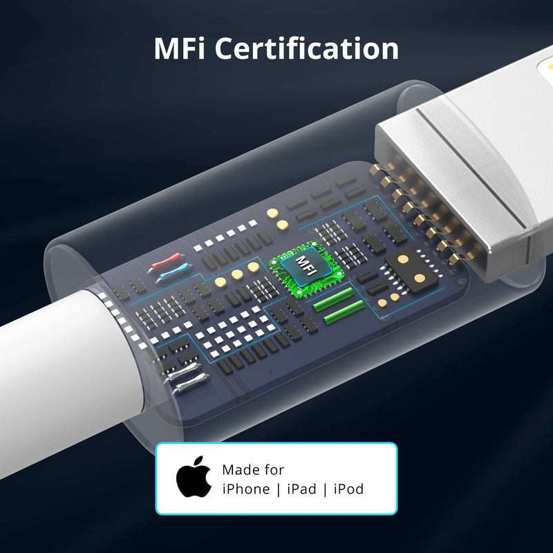 JJCALL USB C Lightning Cable 1 m 2 Pack [MFi Certified] iPhone Charging Cable, Lightning Cable Compatible with iPhone 14/13/13 Pro/12/12 Pro Max/11 Pro/X/XS/XR/8 Plus (White) 2Pack1M