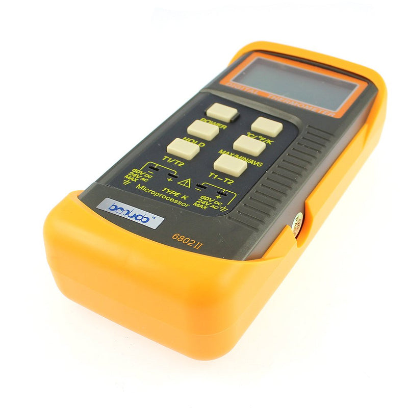 [Australia - AusPower] - 6802 II Durable Precision Dual Channel Digital Thermometer with 2 K-Type Thermocouple Sensor 