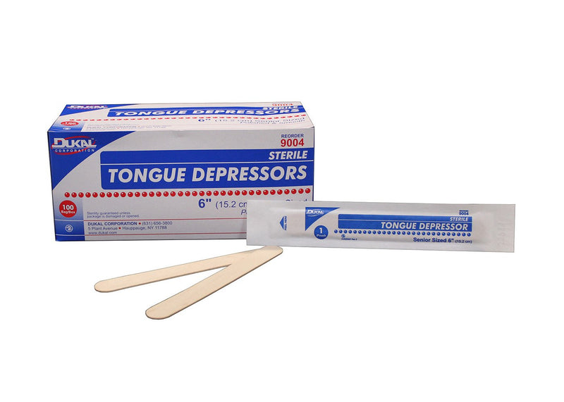 [Australia - AusPower] - Dukal - FBA_9004 6-Inch Tongue Depressors, 100 Count (Pack of 1) 100 Count (Pack of 1) 