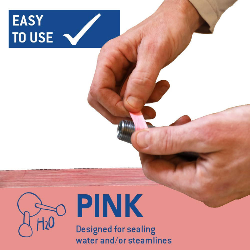[Australia - AusPower] - Gasoila PT80-24 Pink PTFE High Density Thred Tape Roll, -450 to 550 Degree F Performance Temperature, 3.7 mil Thick, 260" Length, 1/2" Width, Thread tape for Water H2O 