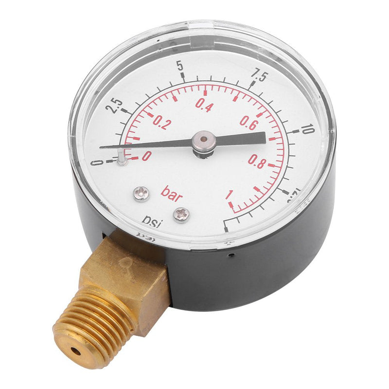 [Australia - AusPower] - Mini Low Pressure Pressure Gauge BSPT Pressure Gauge for Fuel, Air, Oil or Water 0-15 psi / 0-1bar 