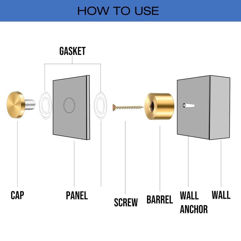 [Australia - AusPower] - 4 Pcs Stainless Steel Standoff Screws (Black) - ½” x 1” Screws for Acrylic, Wood, and Glass Signage - Sign Standoffs Wall Mount for Frames, Advertisements, and Displays Black 