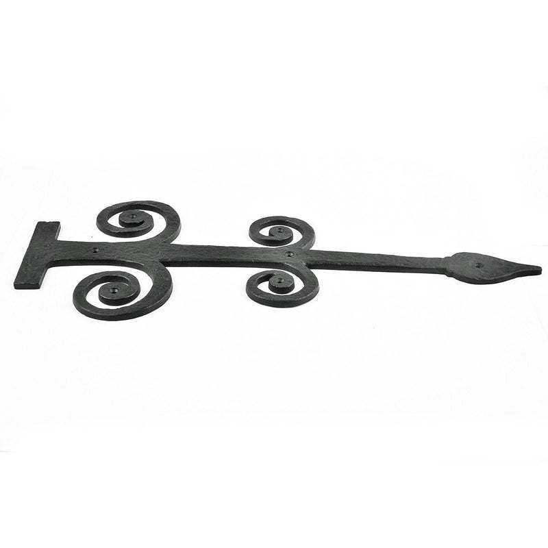 Renovators Supply Manufacturing Black Wrought Iron Garage Door Decorative Hardware 16 in Rust Resistant Spade Styled Rustic Dummy Strap Hinge with Mounting Hardware Pack of 1