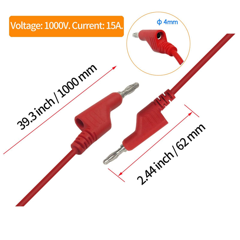 [Australia - AusPower] - Makeronics 5pcs Banana to Banana Plug Test Lead Set for Multimeter | 4mm Stackable Banana Plug | 39.37inch / 1m length Flexible Electrical Test Wires 1000V/15A | 5 Colors (Black/Red/Green/Blue/Yellow) 