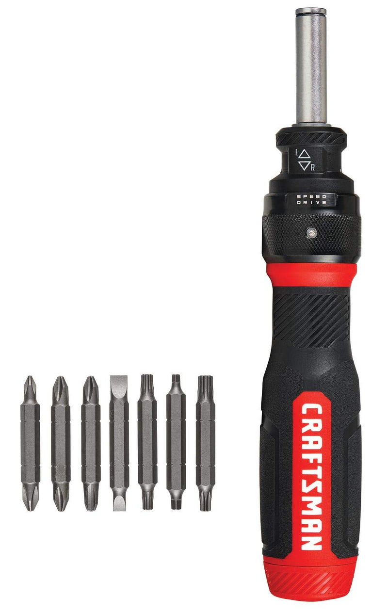 [Australia - AusPower] - CRAFTSMAN Ratcheting Screwdriver, SpeedDrive, 2” Double Ended Bits Included, Handle Holds Up To 6 Bits (CMHT68129) 