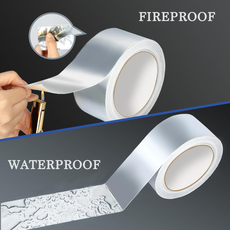 Aluminum Foil Tape,4 inch x 65ft(3.9Mil),Heavy Duty HVAC Tape,Insulation Adhesive Metal Tapes for Ductwork,Dryer Vents Pipe,Sealing and Repairing 4 inch x 65ft 1