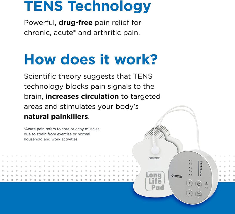 OMRON Pocket Pain Pro TENS Unit Muscle Stimulator, Simulated Massage Therapy for Lower Back, Arm, Foot, Shoulder and Arthritis Pain, Drug-Free Pain Relief (PM400)