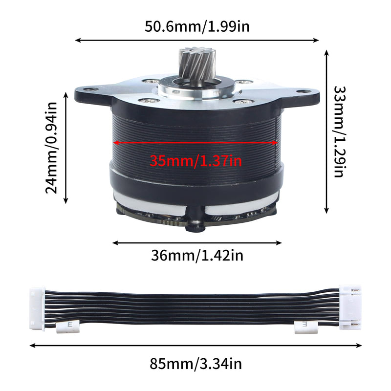 [Australia - AusPower] - FYSETC 3D Printer Accessories for K2 Plus: Original Extruder Motor 35mm Round Pancake Stepper E-axis with 12 Teeth Shaft Gear Drive Board Connected Cable for K2 Pro FDM Printing Project 