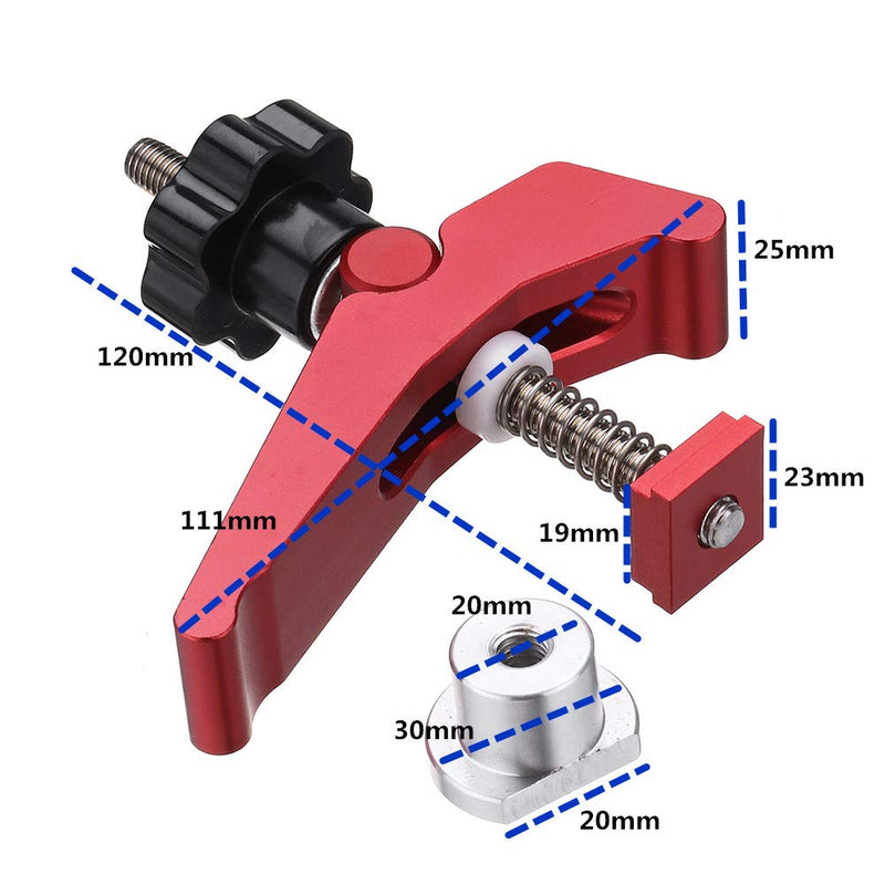 [Australia - AusPower] - HONGDUI YB07X Red Quick Acting Hold Down Clamp Aluminum Alloy T-Slot T-Track Clamp Set Woodworking Tool for Woodworking Table 