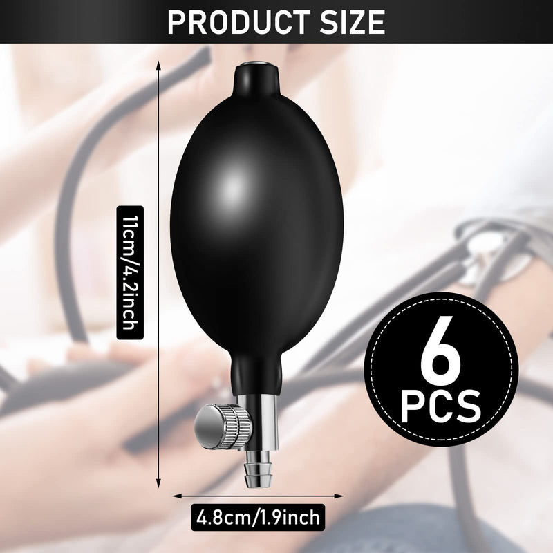 [Australia - AusPower] - 6 Pieces Pressure Bulb Replacement Inflation Bulb Pump Adjustable Hand Squeeze Pump Manual Sphygmomanometer with Air Release Valve, Black 