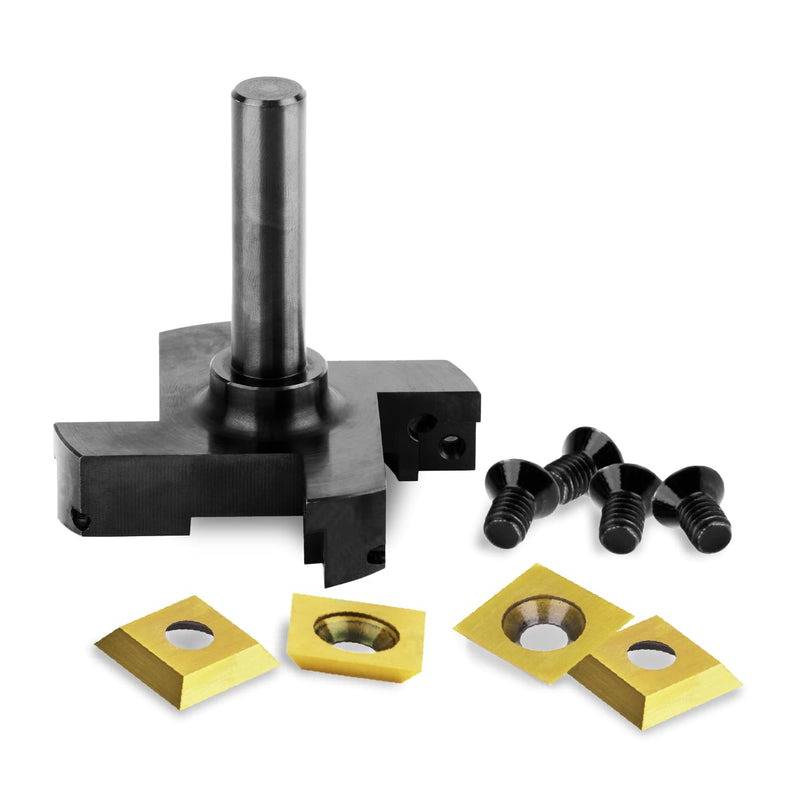 ZahyoX CNC Spoilboard Surfacing Router Bit, 1/2" Shank, 4 Wings, 3" Cutting Diameter, TiN Coated Insert Carbide Slab Flattening Router Bit, Planing Bit Wood Planer Bit for Woodworking 4-Wing