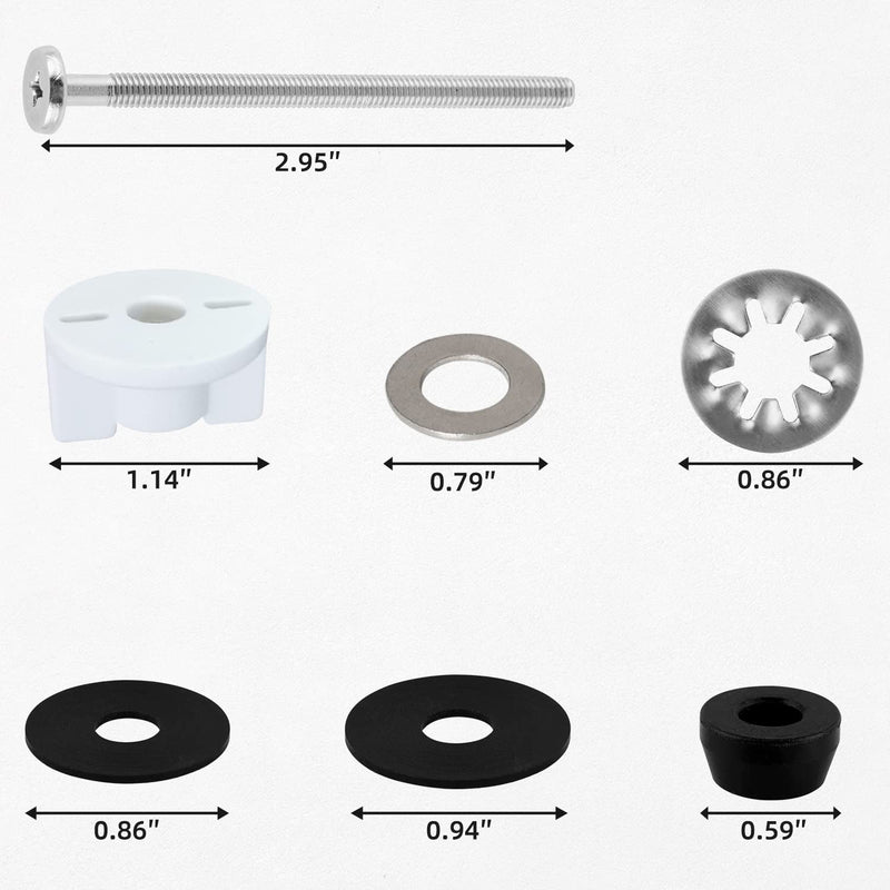 Universal Toilet Seat Bolts Kit, 4PCS/2SETS 3 Inches Toilet Seat Screws | Compatible with Kohler/American Standard/TOTO/Glacier Bay, Stainless Steel Toilet Seat Screws Replacement, Easy to Install 2 Stainless Steel Bolts of 3"