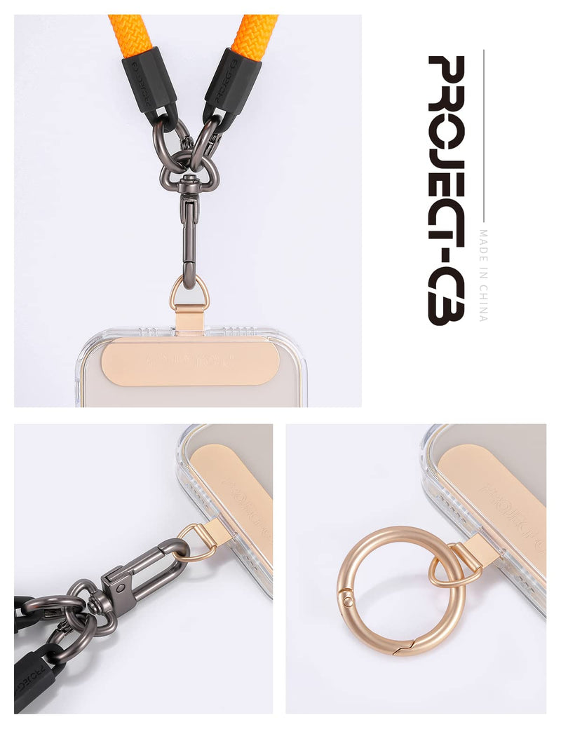[Australia - AusPower] - project-cb Phone Tether Tab ×1,Spring Ring ×1,Metal Patch,Universal Phone Lanyard Patch Without Adhesive,Phone Strap Replacement Part for Cell Phone (Gold) Gold 