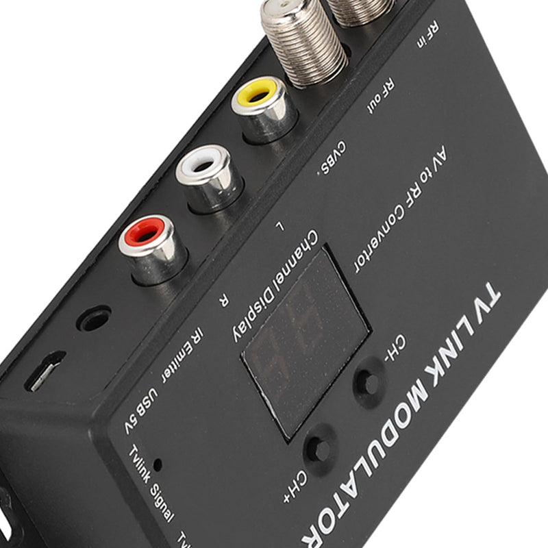 UHF Modulator TV LINK Modulator, Universal Composite A/V to RF Coax Agile Modulator RF TV Micro Modulator Compact RF Modulator Converter IR Extender Support PAL