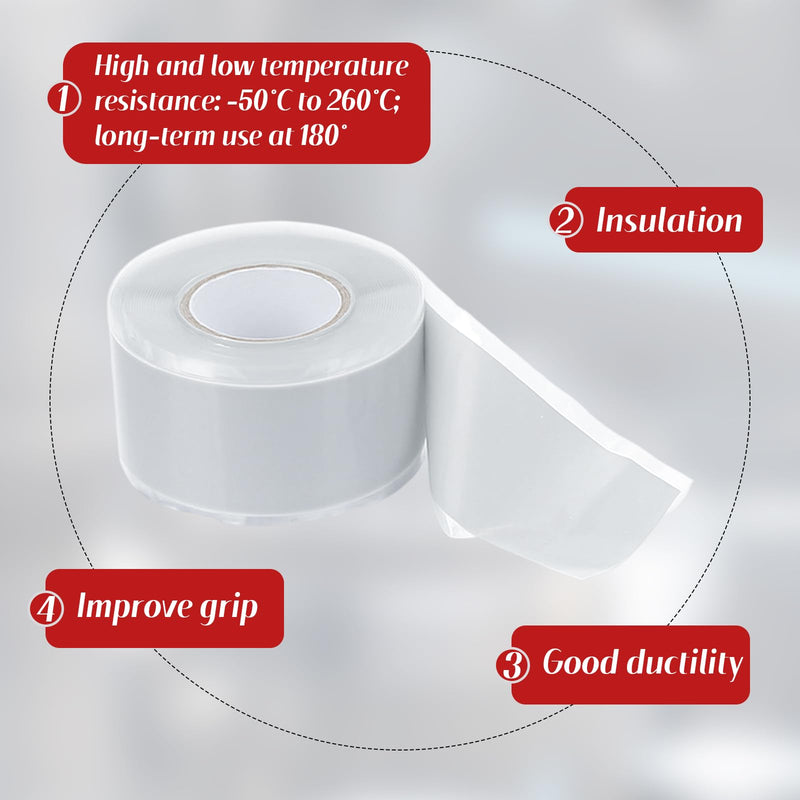 Pangda 8 Pcs Self Adhering Tool Attachment Tape for Tool Tether Flame Resistant High Temperature Self Fusing Silicone Electrical Insulation Tape for Working at Height 9.8 ft x 1 Inch/Roll