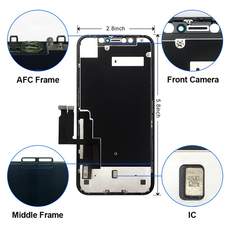 [Australia - AusPower] - for iPhone XR LCD Screen Replacement 6.1 inch(Model A1984, A2105, A2106, A2108) Display digitizer Assembly Touch Screen,with Frame Assembly Repair Tool for iPhone XR 