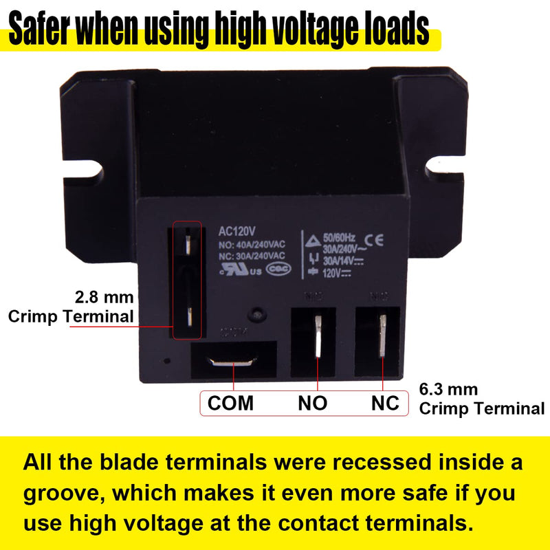 [Australia - AusPower] - 4Pcs Miniature Power Relay 30A, AC120V Coil, SPDT(1NO 1NC) Mini 120 Volt Relays with Quick Connect Wires NT90 AC120V-4Pcs AC120V x 4 