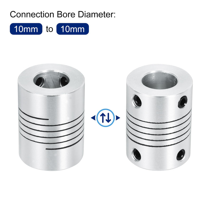 [Australia - AusPower] - uxcell 5Pcs 10mm to 10mm Aluminum Alloy Shaft Coupling L25xD19 Flexible Coupler Beam Stepper Motor Joint Connector for 3D Printer CNC Machine DIY Encoders and Motors Shaft,Silver 5 