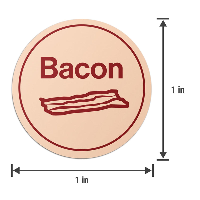 Bacon Stickers, Round Food Labels, 1 inch, Beige/Red, 600 Count | Meat Packaging Labels, For Delis, For Butcher Shops, For Restaurants, For Food Trucks Beige & Red 600 Labels