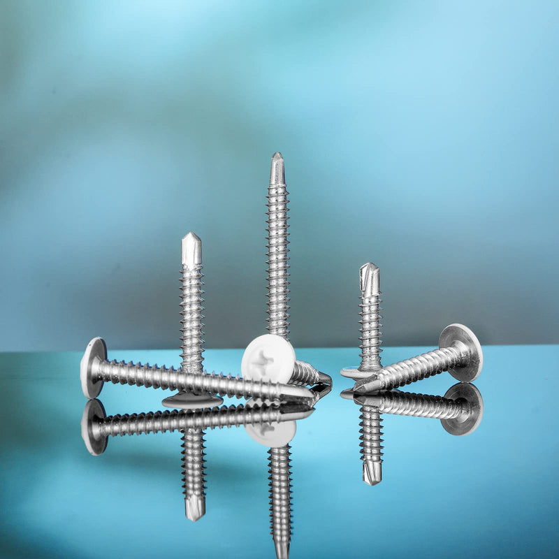 [Australia - AusPower] - Peryiter White Screws Self Tapping Screws for Metal White Thread Truss Head Screws 8 Fast Self Drilling Screw Sheet Metal Screws for Wire Lath to Metal Studs, Wood Work Screw, 4 Sizes (160 Pcs) 160 