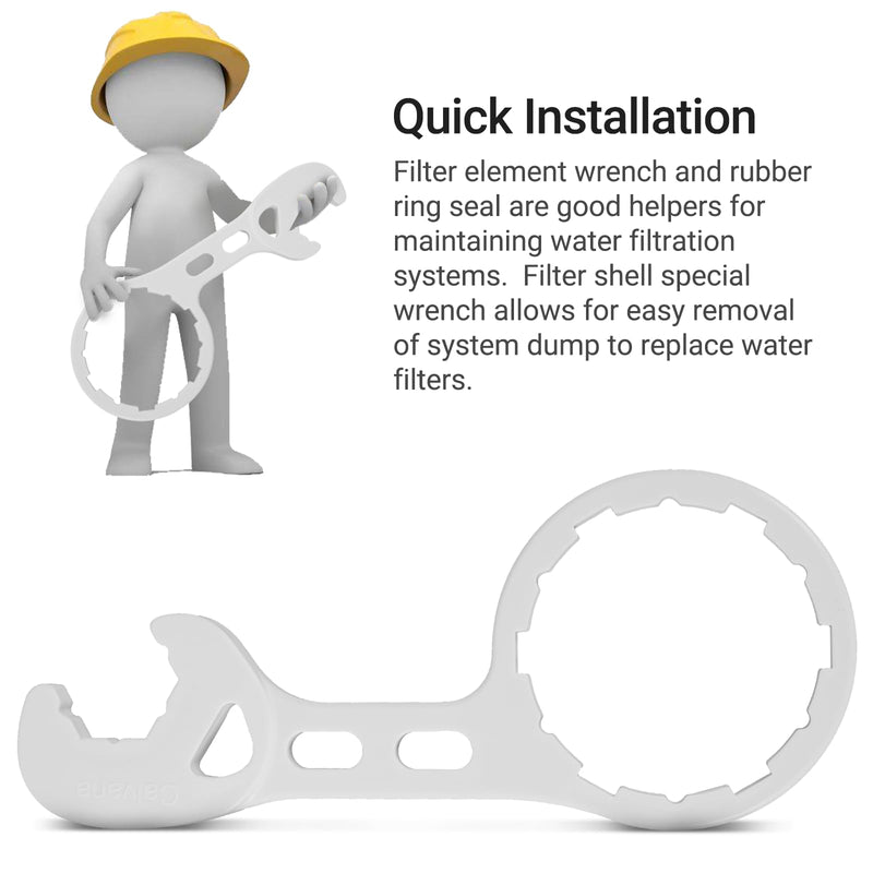 [Australia - AusPower] - 2 Water Filter Wrenches with 6 Durable Rubber O-Rings, Compatible with GE Water Systems GXWH20F, GXWH04F, GXRM10RBL, GX1S01R, Quick Installation & Removal Tool, White GE Water Filter Wrench 