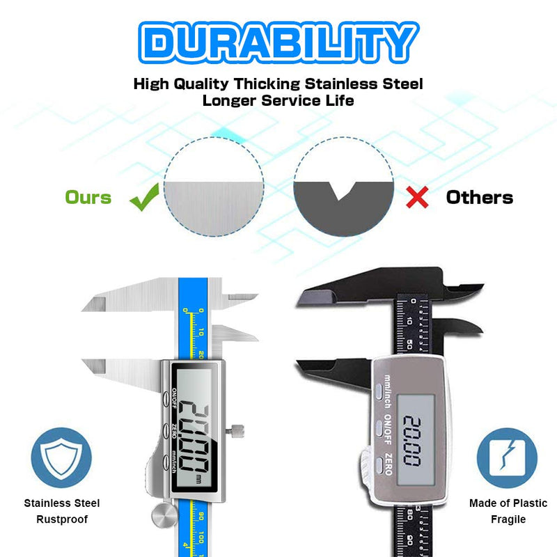 [Australia - AusPower] - Caliper Measuring Tool Digital Caliper Industrial Quality Precision Electronic Vernier Caliper Inch/Millimeter Measurement Micrometer for Jewelry - Accuracy Ip54 Waterproof Caliper Measure Tool A-Industrial 