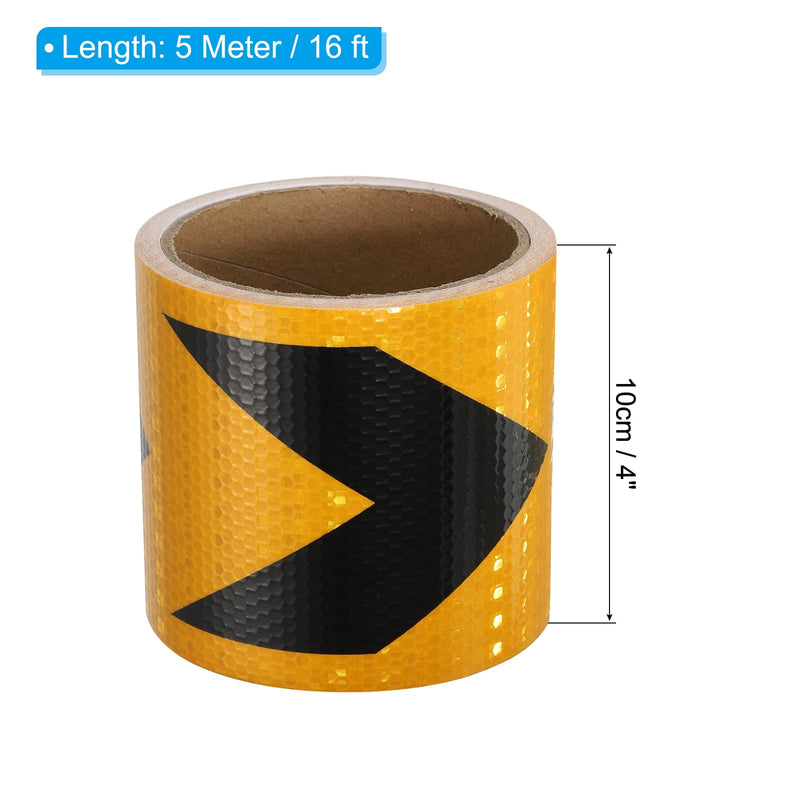 PATIKIL Reflective Tape, 4 Inch x 16 FT Arrow Waterproof Reflector Tape Self-Adhesive High Visibility Warning Safety Tape for Cars Trucks Trailers, Yellow and Black