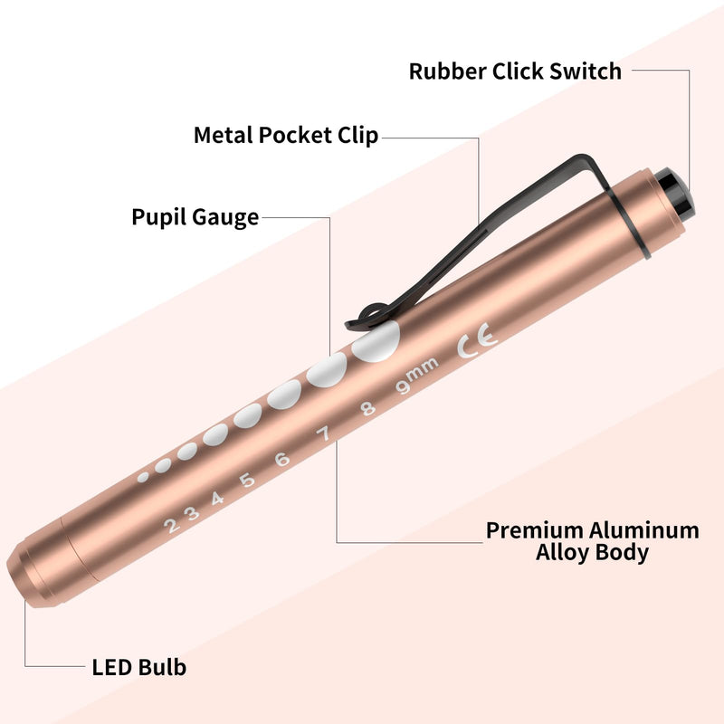 [Australia - AusPower] - RISEMART 3packs Pen Lights for Nurses, Reusable Medical Pen Light with Pupil Gauge and Ruler, White Light LED Penlight for Nurse Student Doctors EMT(Black/Gold/White) Black/Gold/White 