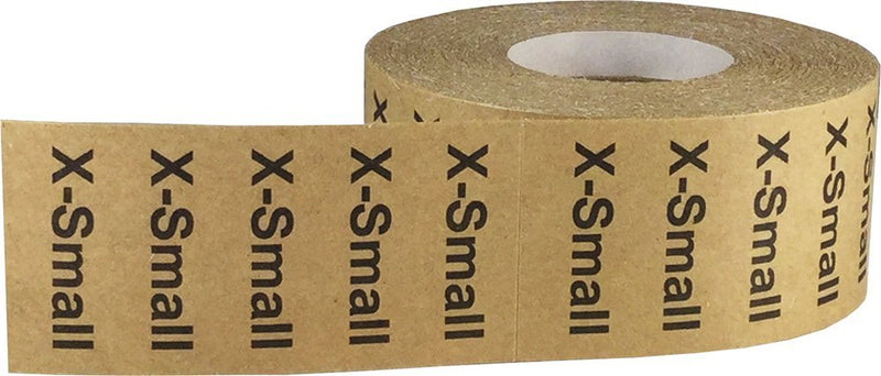 InStockLabels X Small-XX Large Clothing Size Strip Labels 1.25 x 5 Inch 1 Roll Each 125 Adhesive Stickers Per Roll 750 Adhesive Stickers, Natural Kraft