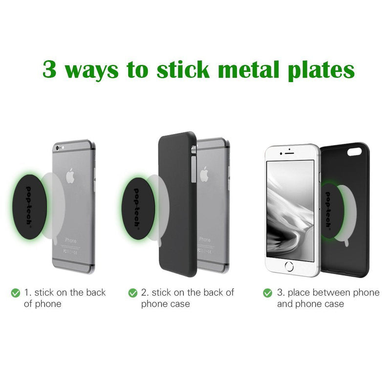 [Australia - AusPower] - Metal Plate for Phone Magnet, 10 Pack Replacement Magnet Disc Magic Mount Plate with Adhesive Backing for Magnetic Car Holder Cradle Stand (Dashboard/Vent/CD Slot/Windshield)- Rectangle & Round Black 