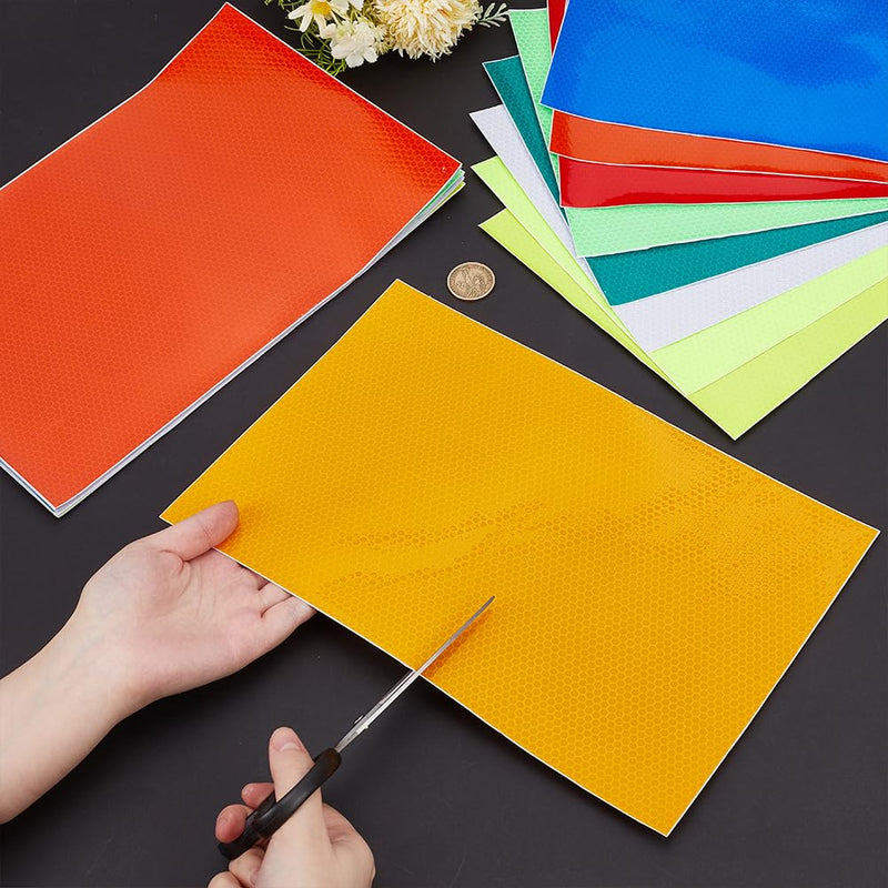 18 Sheets 9 Colors Adhesive Reflective Stickers, Night Visibility Stickers Safety Warning Reflector Strips Waterproof Reflective Tape for Car Bike Trailer Boats, 11.89 x 7.87 Inch
