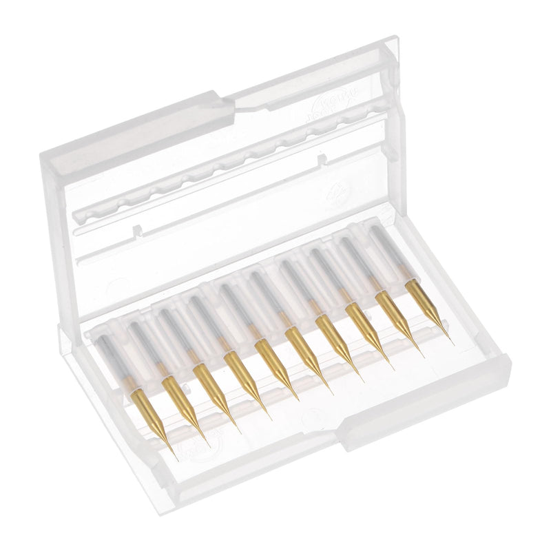 uxcell 10Pcs 0.2mm Titanium Coat Carbide End Mill Engraving Milling Cutter CNC Router Bits for PCB Machine, 1/8" Shank